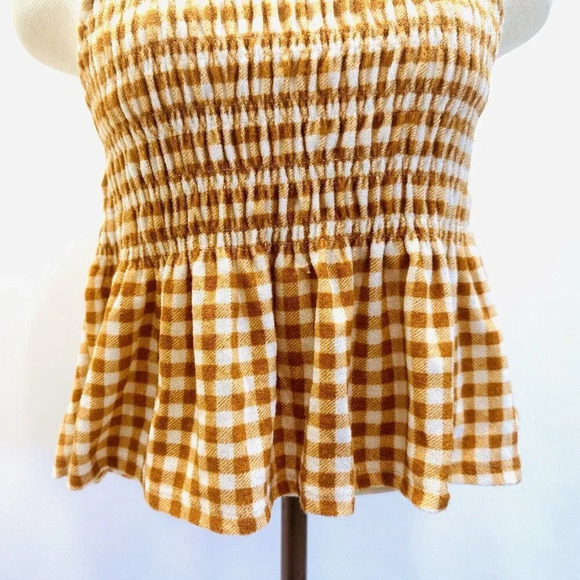 NWT SO Juniors Pullover Terry Cloth Smocked Peplum Plaid Shirred Tank Size Large - Picture 3 of 12